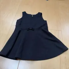 黒いリボン付きフレアワンピース　フォーマル