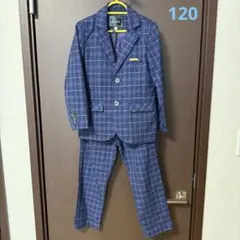 フォーマルスーツ ネイビー系チェック 120cm