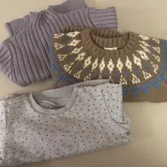 ノルディック柄・リブセーター・ドットスウェット3点セット