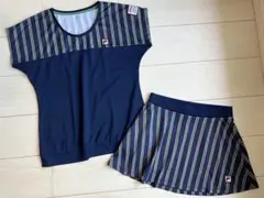 FILAフィラ＊ネイビー×オリーブストライプがお洒落な上下セットアップ