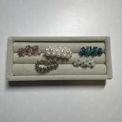 ハンドメイド ビーズリング 5個セット
