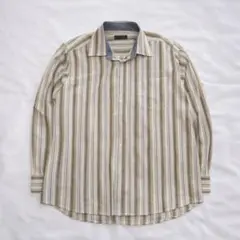 00's vintage y2k ストライプ柄長袖シャツ L相当 アースカラー