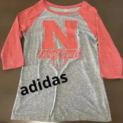 adidas 七分袖カットソー L グレー/レッド