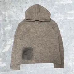 00's VINTAGE ニットパーカー グランジ モード ファーパッチ フリー