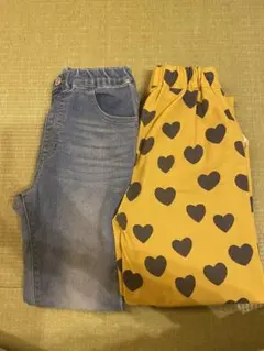 子ども服　長ズボン　デニム　ハート柄　ロングパンツセット 130cm