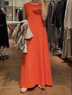 Loungedressノースリーブ カットフレア ロングワンピース オレンジ M 2026年最新】Loungedress カラー：オレンジ系 レディース ノースリーブ