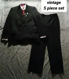 【5点セット】 ヴィンテージスーツ ダブル セットアップ ボックスシルエット 黒
