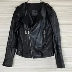 【訳あり！】 リアルレザー　ダブル　ライダースジャケット バナリパ　本革　M