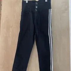 ハイウエスト ブラック ストライプ スキニーパンツ