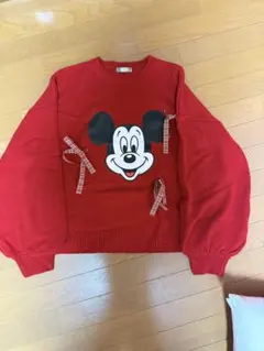 ミッキーマウスプリント ニットセーター レッド