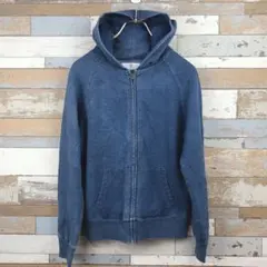 【r.p.s】ブルー系　薄手のジップアップパーカー　ひもなし　M　着丈53