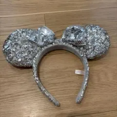 ディズニー ミニー風 スパンコール カチューシャ シルバー