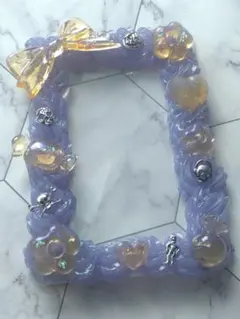 【B8】オレンジリボン　スカルホイップデコ　トレカケース　レジンデコ