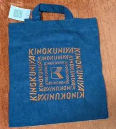 KINOKUNIYA コーデュロイ トートバッグブルー×オレンジ(未使用品)