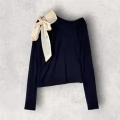 SHEIN DAZY/シーインデイジー　オフショルダートップス　シアーリボン　S