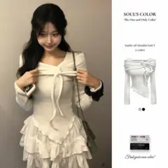 【アムード】リボン オフショルダー トップス amood