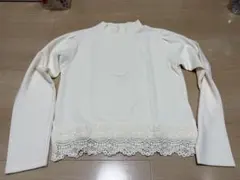 majestic legonアイボリー レース付き 長袖白ニット