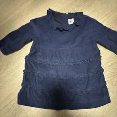 プチバトー　ネイビー フリル ワンピース