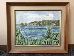 平賀康伸「地中海の祥風」地中海風景 海景画 額装 インテリア #500-1