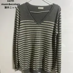 earthニット薄手Vネックボーダー（フリーサイズ）