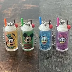 【未使用】ディズニー　レトログラス　チャーム　ミニチュア　4個セット
