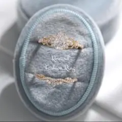 ジルコニア Fashion Ring 2点セット 9号 新品