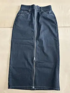 GU ジーユー　デニムジップナロースカート　NAVY S