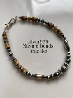 ナバホ ビーズ パール シルバー silver 925 ブレスレット ジャスパー