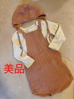 H&M ニットロンパース・長袖・帽子の3点セット　90cm