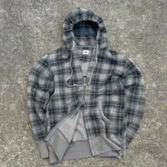 OLD UNIQLO ダブルジップ パーカー チェック シティ ノームコア 黒