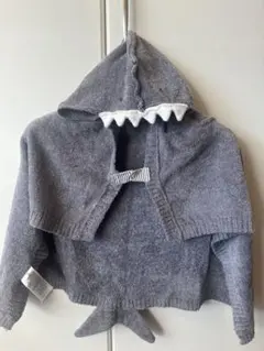 ジェラピケ　サメデザイン フード付きポンチョ グレー