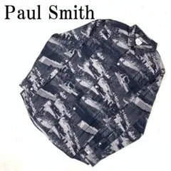 LA8255 ポールスミス 長袖シャツ グレー 総柄 コットン100％ L