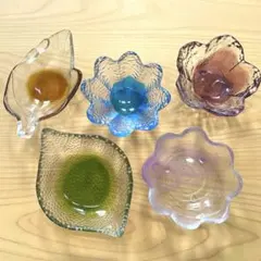 ガラス小鉢 5点セット 花型 葉型 和食器