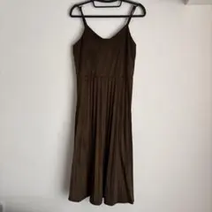 スウェードワンピース ブラウン ロング
