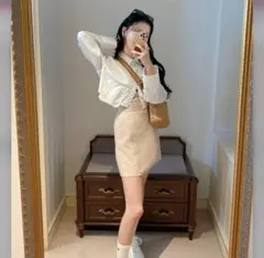 【新品未使用タグ付】GRL ハイウエストミニスカート gc147 ベージュ