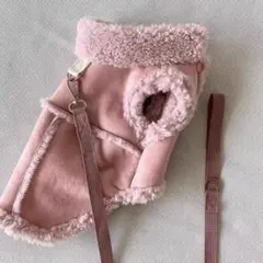 ハーネス 犬服 冬服 散歩 保温 暖かい 裏起毛 スウェード もこもこ ボア 服