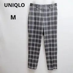 ユニクロ　EZYアンクルパンツ　ウールライク　グレー　チェック　M
