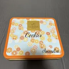GODIVA Cookies 缶 オレンジ花柄