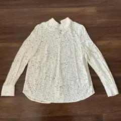 レース ハイネックシャツ ホワイト