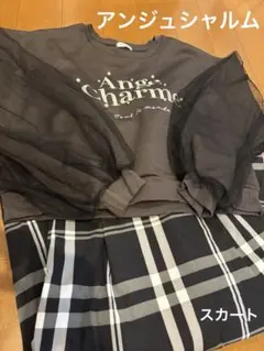 辻希美アンジュシャルムスカートチェックグレーのチェック柄プリーツスカートのサムネイル