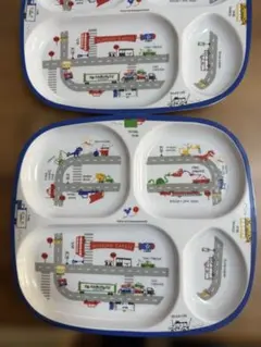 子ども用交通テーマプレート 2枚セット仕切り付き