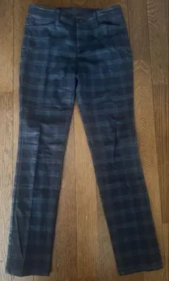 UNIQLO チェック柄 スリムフィットパンツ グリーン