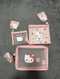 韓国ダイソー　キティちゃん　ポーチ　3点セット