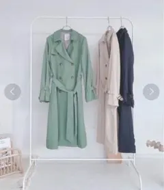 AS KNOW AS plus サラリと楽しむ トレンチコート 緑/グリーン系