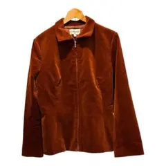 レディース　レミオーレ　ジャケット　ジャンパー　フルジップ　ベルベット　茶色　L