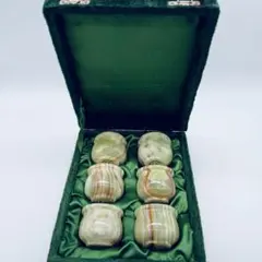 グリーンオニキス　盃　天然石　ぐい呑　６個セット