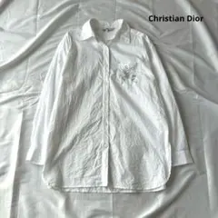 Christian Dior 長袖シャツ ホワイト 刺繍ロゴ L ヴィンテージ