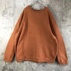 B188古着　トレーナー　スウェット　オレンジ　無地　90s Y2K