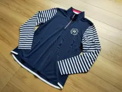 美品トミーヒルフィガーゴルフTOMMY HILFIGER柄ボーダーポロシャツLL