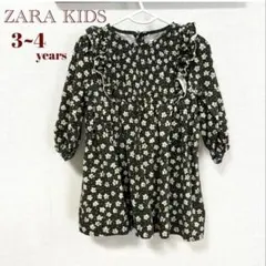 【美品】　ZARA KIDS 花柄　ワンピース　緑　100cm